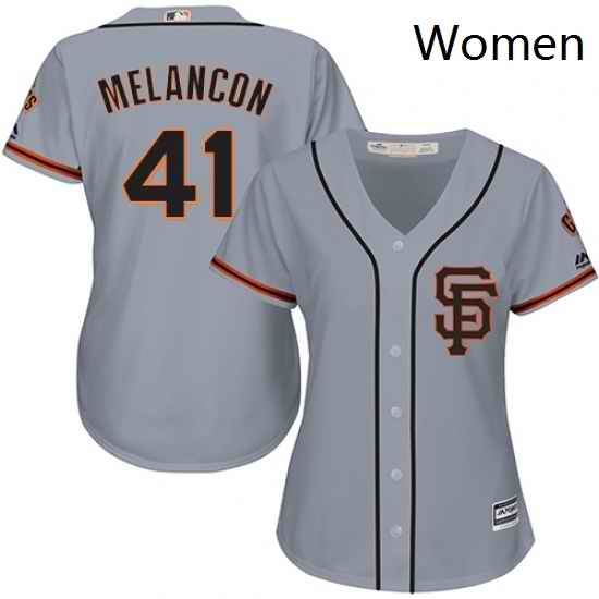 Womens Majestic San Francisco Giants 41 Mark Melancon Replica Grey Road Cool Base MLB Jersey